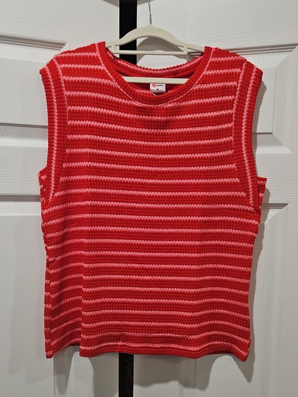 Pretty Red Striped Knit Top